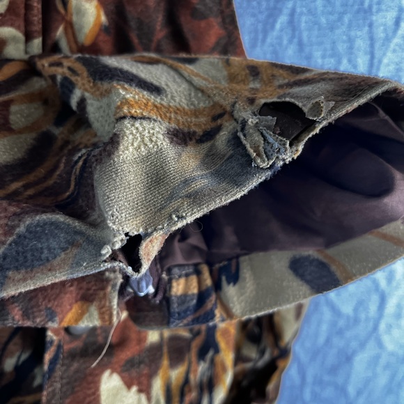 Mount'n Prairie Vintage Camo Hunting Overall Bibs Men's L Brown Tan Felted Pants - Picture 14 of 16